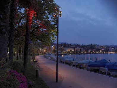 Beleuchtung Seepromenade Lungolago Lugano Paradiso